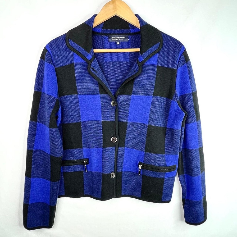 Jones New York Large Plaid button down Cardigan